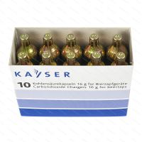 Pivné bombičky Kayser 15.25 g CO2, 10 ks (na jedno použitie) - otvorená krabička