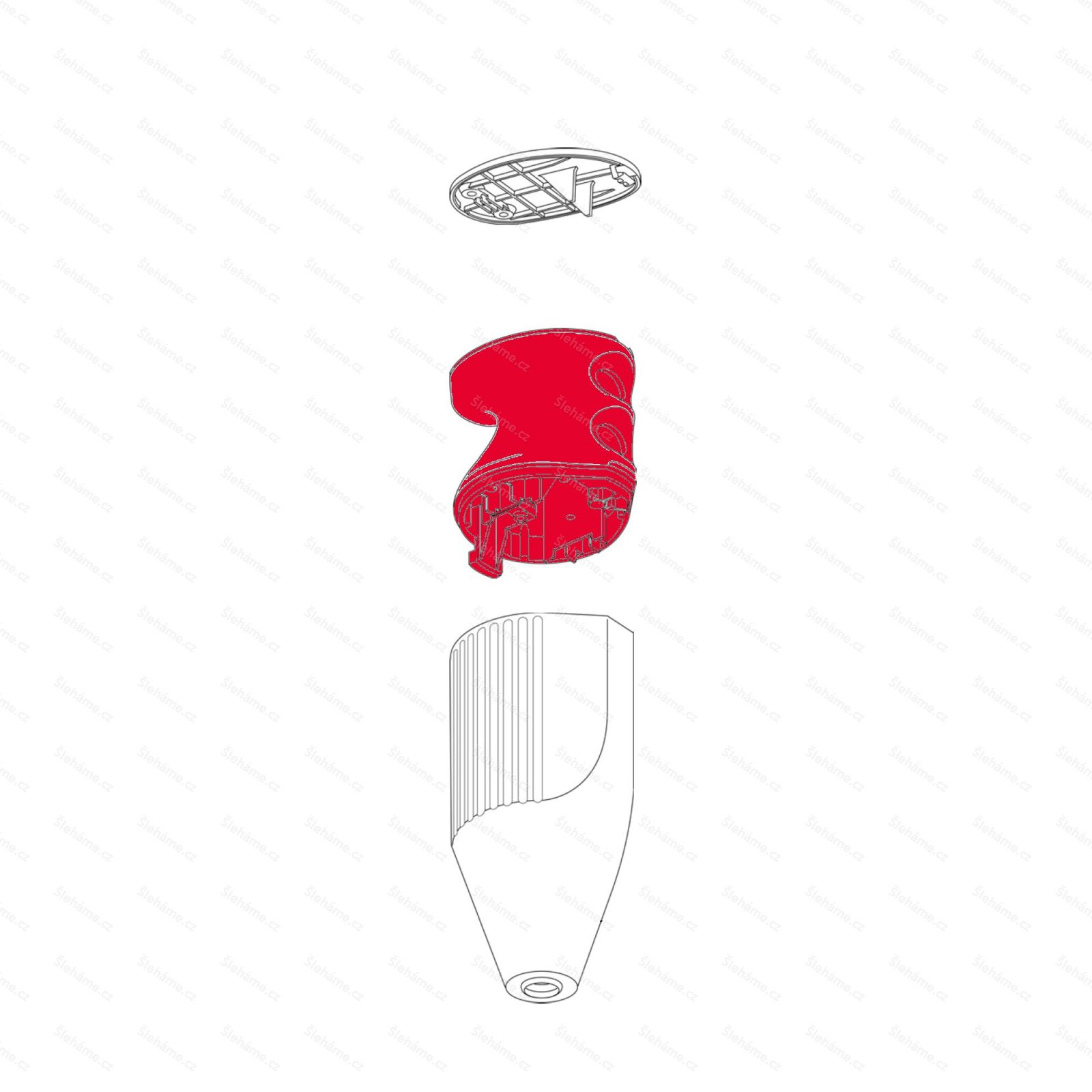 Rukojeť mixéru Bamix model C, červená metalíza - ilustrácia