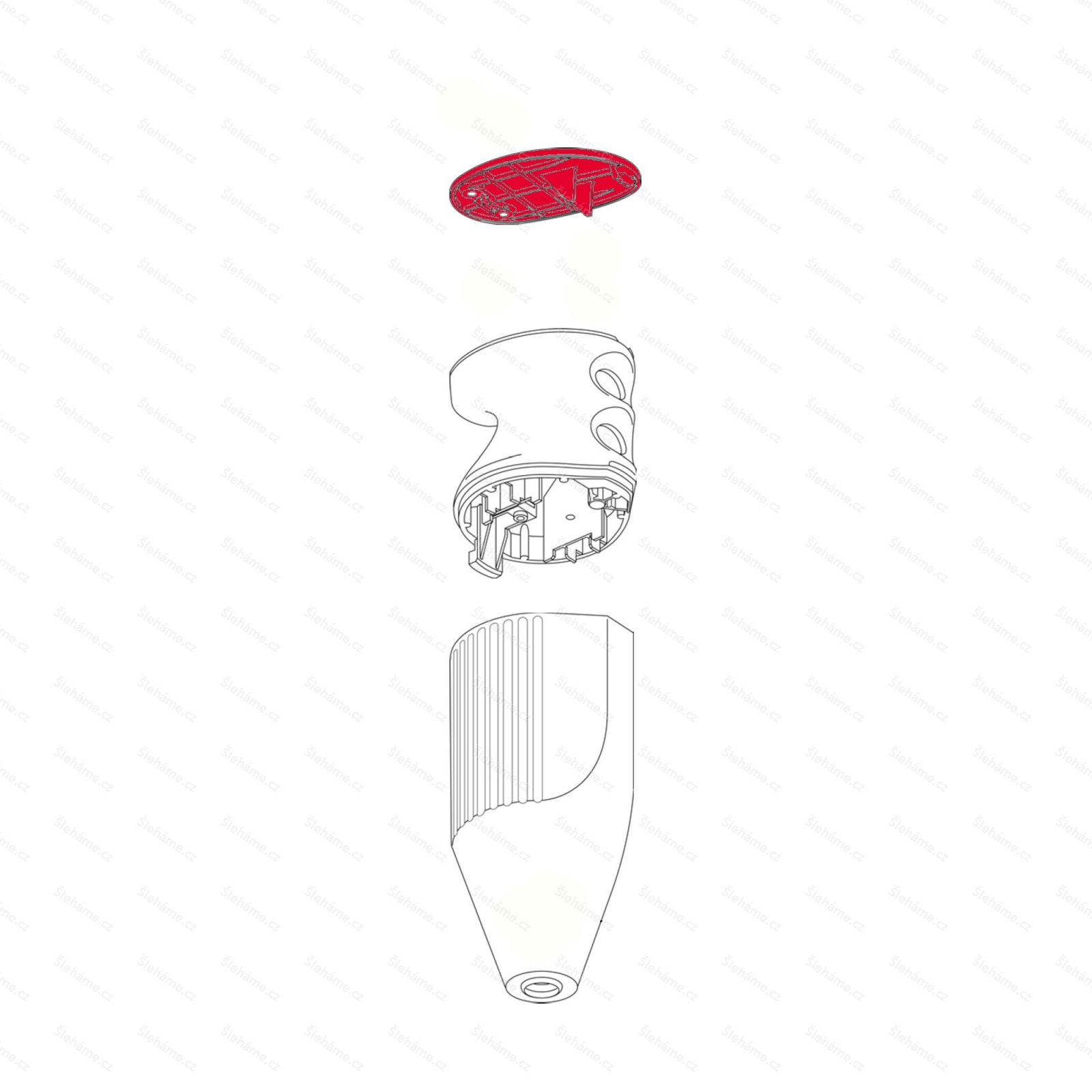 Viečko rukoväte mixéra Bamix model "C", ružové - ilustrácia