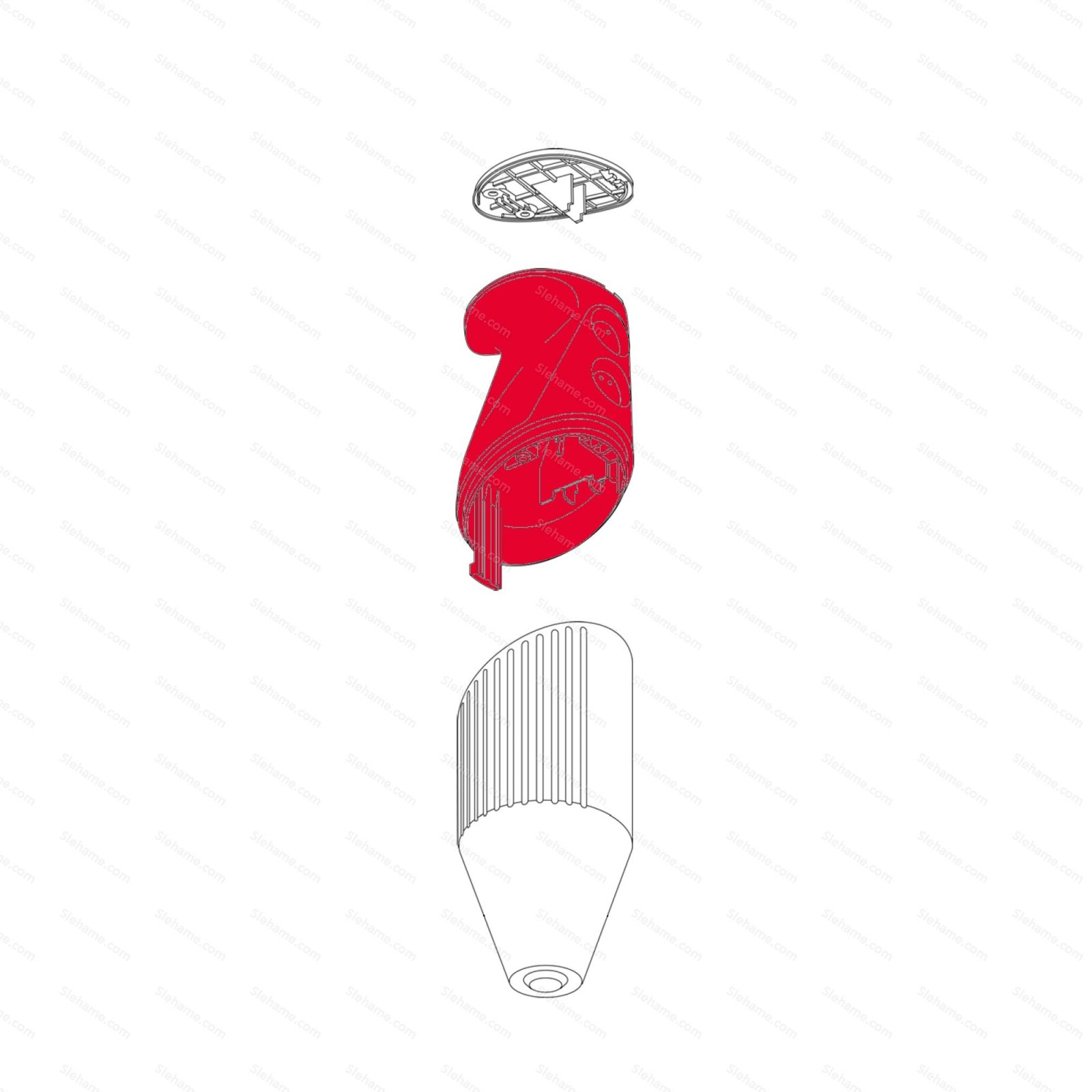 Rukoväť mixéra bamix model D, červená - ilustrácia